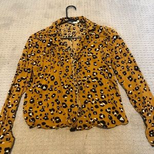 Leopard print button down
